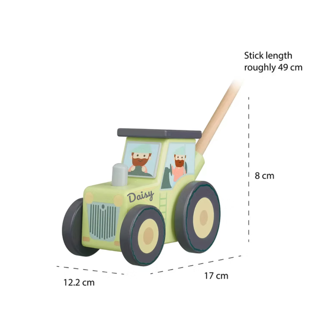 Personalised Tractor Wooden Push Along