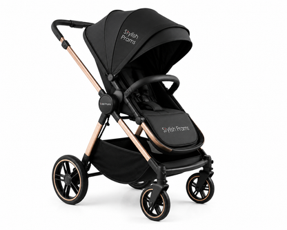 Stylish Prams Black Rose Gold Stroller